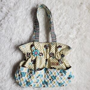Vintage Y2k Quilted Floral Blue & Yellow Diaper Bag 2 Front Pockets NWOT NOS NDS